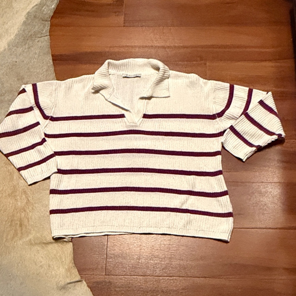 Vincita Striped White and Purple Women's Sweater Sz S